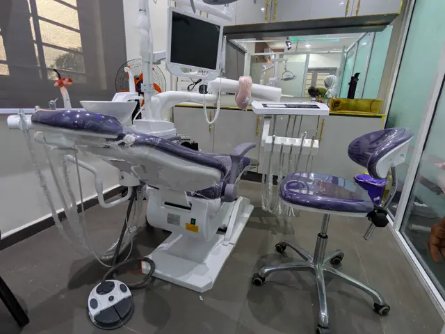 Second dental chair and overhead light in the Magboro clinic